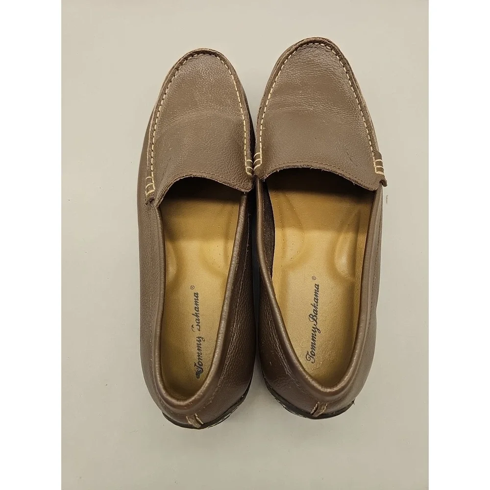 Tommy Bahama Mens Orion Pebbled Leather Venetian Loafers- Dark Brown Sz 10